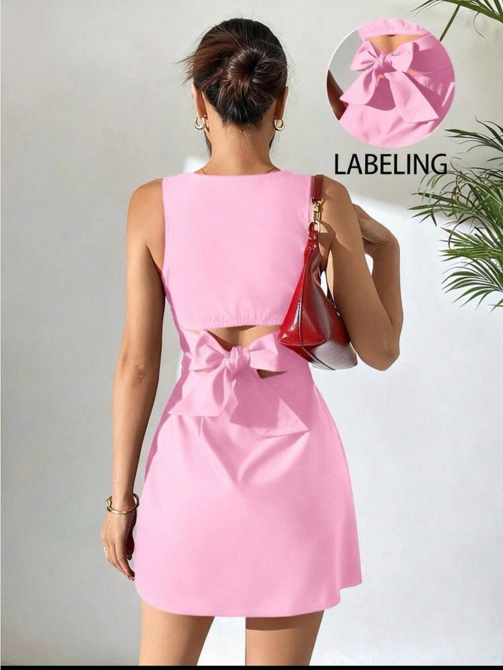 Pink Bow-Back Sleeveless Mini Dress